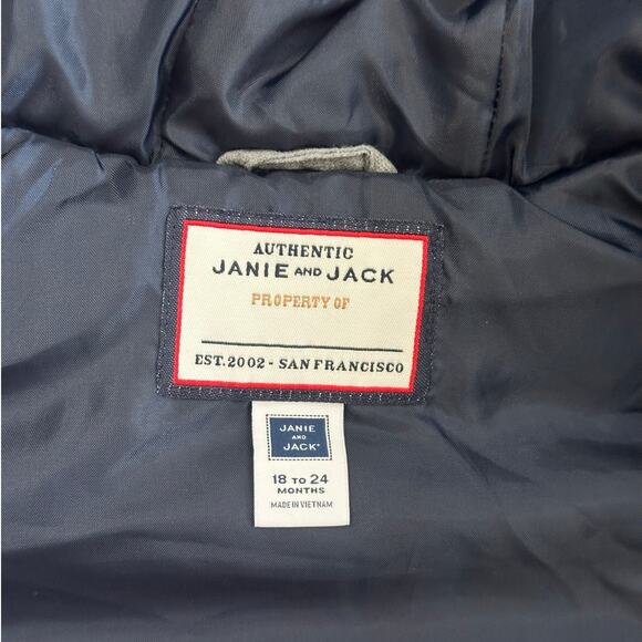 JANIE AND JACK Baby Boy Heather Gray Hooded Quilted Vest 18-24m - Picture 6 of 6